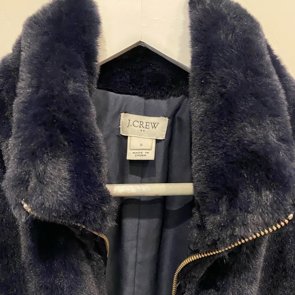 J. Crew Mercantile Navy Blue Faux Fur Zip Up Vest Small - Picture 6 of 16